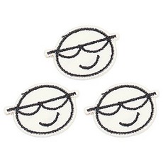 ButtonKing 熱熔刺繡迷你徽章布貼, 太陽眼鏡微笑, 3個