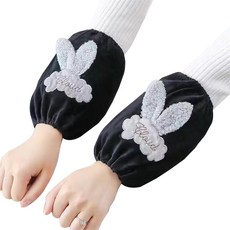 TOSIFIT 可愛毛絨兔耳袖套組, 黑色