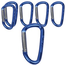 CAMPING ACE 野樂 鋁合金D型扣環 ARC-1560-13 天青藍 登山露營掛勾首選, 6 x 3.5cm, 6個