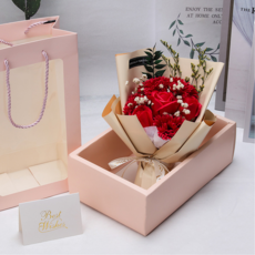 Mini 嚴選 康乃馨玫瑰滿天星燈串花束, CN0411-R 紅色