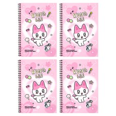 카카오프렌즈 골골즈 6분할 스프링 노트, 콩이 핑크, 4개