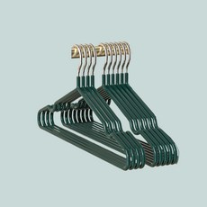머니풀 컬러풀 논슬립 옷걸이 10p + 연결후크 6p 세트, 글로시 그린(옷걸이), 1세트