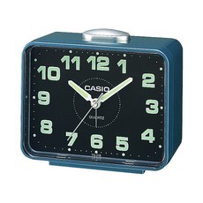CASIO 卡西歐 方形指針鬧鐘 TQ-218-2D, 藍框黑面