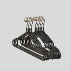 머니풀 컬러풀 논슬립 옷걸이 10p + 연결후크 6p 세트, 글로시 블랙(옷걸이), 1세트