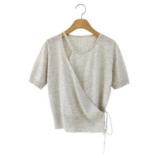 Lindashop 女款 Haneuran 不對稱裹身式短袖針織衫 cpnt5897k53