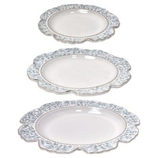 夏萊餐具圓盤3件組, 1套, 小 + 中 + 大, 藍色