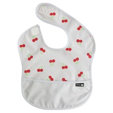 plie 幼兒用防水配色副食品圍兜, 1個, 灰色櫻桃款