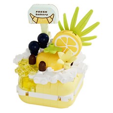 Homeflow 家居裝飾 DIY 奈米積木 甜蜜甜點 微型 DIY 套件, 1個, 02 檸檬慕斯