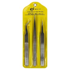 BESTIR 鷹之印 多用途精密鑷子3件組 BST-96121, 銀色, 1套