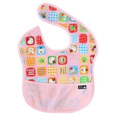 plie 幼兒用防水配色副食品圍兜, 1個, 粉色Hello Kitty款