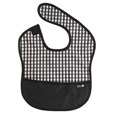 플리에 유아용 방수 배색 이유식 턱받이, 블랙체크, 1개