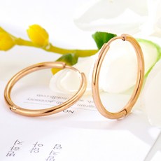 noid-b 醫療鋼易扣式圈形耳環/耳針 2件組 玫瑰金