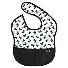 플리에 유아용 방수 배색 이유식 턱받이, 화이트블랙강아지, 1개