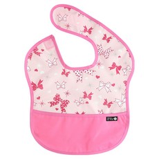 plie 幼兒用防水配色副食品圍兜, 1個, 粉色蝴蝶結款