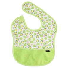 플리에 유아용 방수 배색 이유식 턱받이, 연두오렌지, 1개