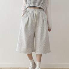 Planday 女款中長/長版百褶細褶鬆緊腰百慕達短褲