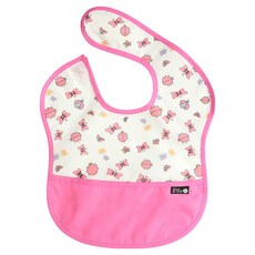 plie 幼兒用防水配色副食品圍兜, 1個, 粉色瓢蟲款