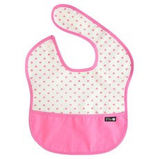 plie 幼兒用防水配色副食品圍兜, 1個, 乳白粉色愛心款