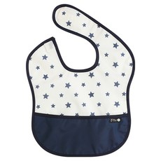 plie 幼兒用防水配色副食品圍兜, 1個, 象牙白藍星款