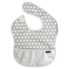 plie 幼兒用防水配色副食品圍兜, 1個, 灰底白色星星款