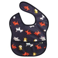 plie 防水副食品圍兜 2入, 1件, 01.海軍藍動物