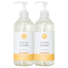 엄마랑아기랑 우리가족 과일 채소 젖병 세척 주방세제, 500ml, 2개