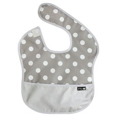 plie 幼兒用防水配色副食品圍兜, 1個, 灰色圓點款
