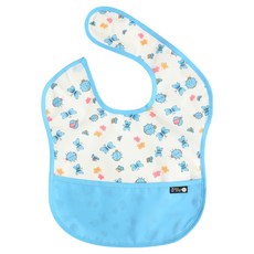 플리에 유아용 방수 배색 이유식 턱받이, 블루풍뎅이, 1개