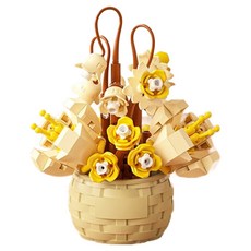 홈플로우 홈인테리 나노 블럭 러블리 빅 플라워 꽃 바구니 미니어쳐 DIY 키트, 02 따뜻한 태양, 1개