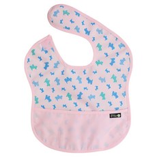 플리에 유아용 방수 배색 이유식 턱받이, 핑크강아지, 1개