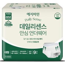 예지미인 남녀공용 데일리센스 안심 언더웨어 팬티형 성인기저귀, 대형, 9매입, 1개