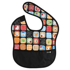 플리에 유아용 방수 배색 이유식 턱받이, 블랙키티, 1개