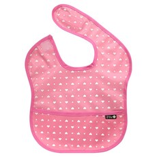 플리에 유아용 방수 이유식 턱받이, 핑크하트땡, 1개