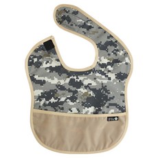 plie 幼兒用防水配色副食品圍兜, 1個, 灰色迷彩款