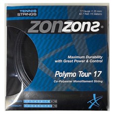 존스 POLYMO TOUR 17 테니스 스트링, 블랙, 1개