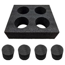 자전거 오토바이 배달 가방 4구 컵홀더 + 고정폼 4p 세트, 블랙