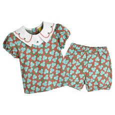 moimoln 嬰幼兒透氣Clodi緹花短袖上下套裝 M242STB68P