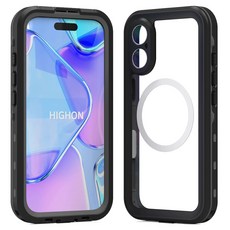 하이온 딥가드 물놀이 방수 휴대폰 케이스 아이폰16플러스, 블랙, 1개, 아이폰 16 Plus