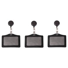 V-rose 護士員工證名牌伸縮扣證件套 橫式, 黑色, 3個