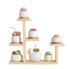Ourworks 原木花盆架, 5層, 淺色 A