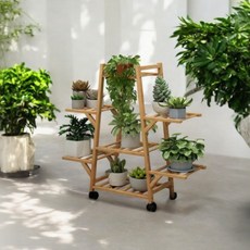 Our Works 附輪花盆整理架, 木質, 7層