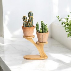 亞沃斯 迷你實木花盆架, 木質, 2層