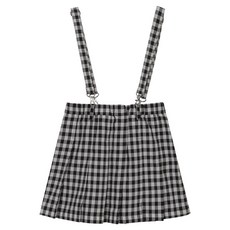 applepink 青少年格紋吊帶百褶裙 S301