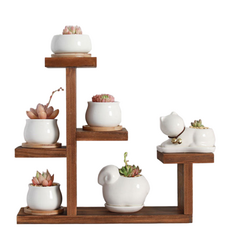 Our Works 原木花盆架, 5層, 深色 A