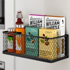 居家好物 免鑽孔磁吸式冰箱玄關門置物架, 黑色, 1個