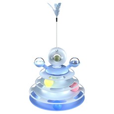 DING DONG PET 貓咪羽毛4層貓薄荷軌道球玩具, 1個, 藍色