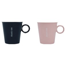 파울러스 뉴 믹스 커피 머그잔 2종 세트, 핑크 + 블랙, 1세트