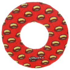 MIGHTY 2-IN-1系列 甜甜圈玩具, 直徑25cm, 熱狗紅, 耐咬, 1個