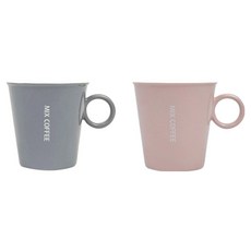 파울러스 뉴 믹스 커피 머그잔 2종 세트, 핑크 + 그레이, 1세트