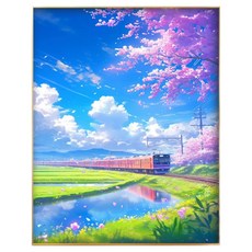 Sun Moon 帆布型風景油畫繪畫, 1個, 風景 1